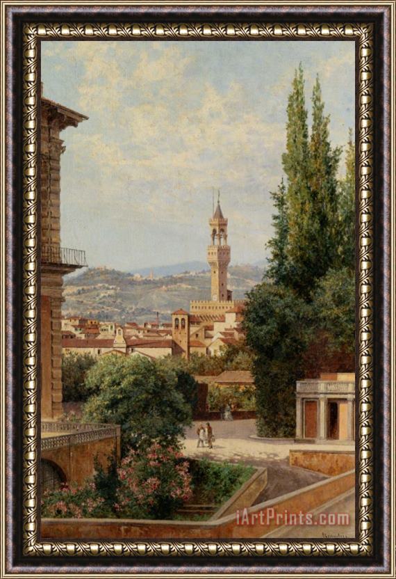 Antonietta Brandeis View of The Palazzo Vecchio in Florence Framed Painting