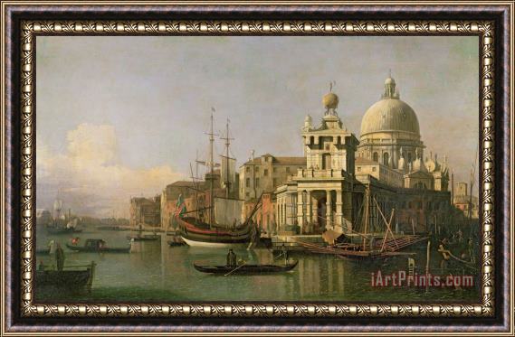 Antonio Canaletto A view of the Dogana and Santa Maria della Salute Framed Painting