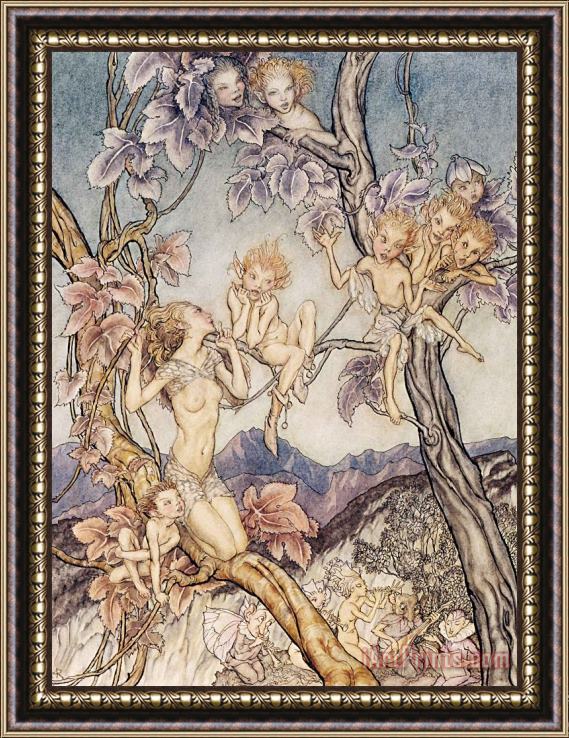 Arthur Rackham A Fairy Song From A Midsummer Nights Dream Framed Painting