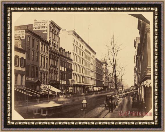 Attributed to Silas A. Holmes Broadway Looking North From Between Grand And Broome Streets Framed Painting