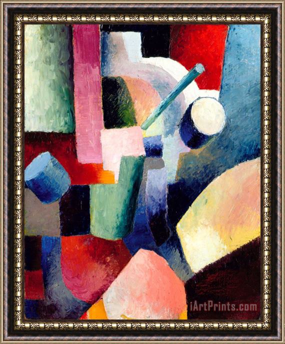 August Macke Colored Composition of Forms Framed Print