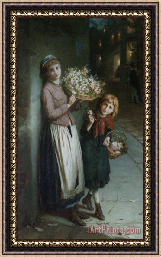 Augustus Edwin Mulready Flower Girls Framed Painting