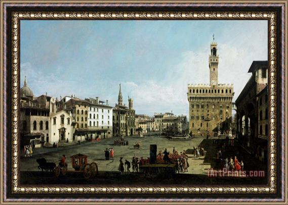 Bernardo Bellotto The Piazza Della Signoria in Florence Framed Painting