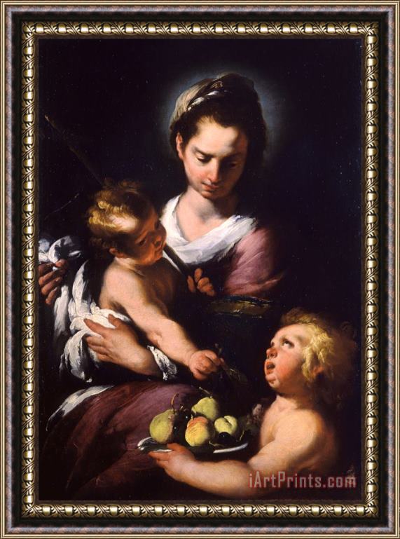 Bernardo Strozzi The Virgin And Child with The Infant Saint John Framed Painting