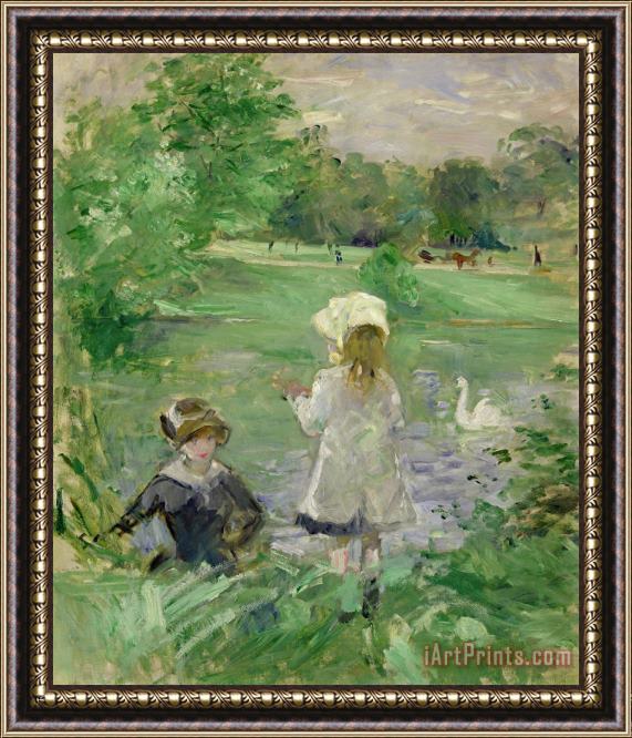 Berthe Morisot Beside a Lake Framed Painting