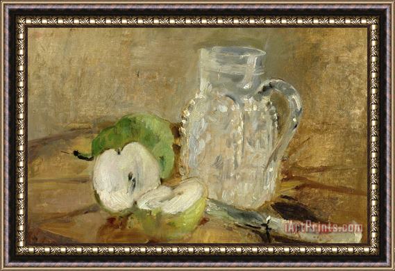 Berthe Morisot Still Life With A Cut Apple And A Pitcher Framed Painting