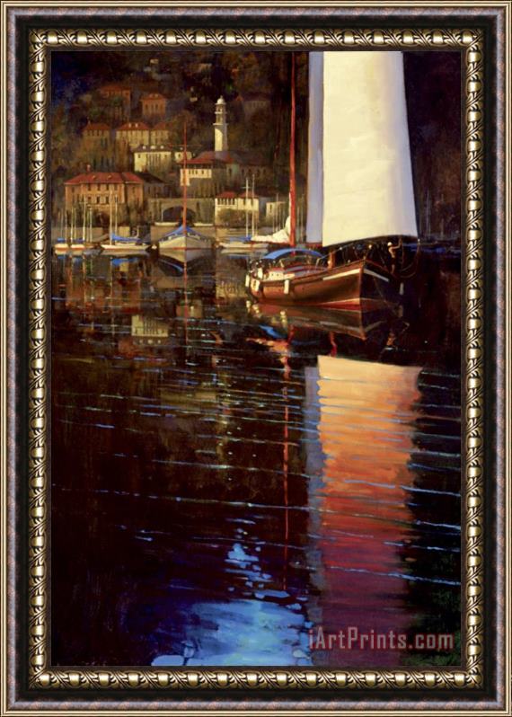 brent lynch Lake Como Sunset Sail Framed Painting