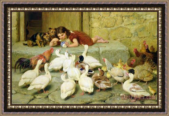 Briton Riviere The Last Spoonful Framed Painting