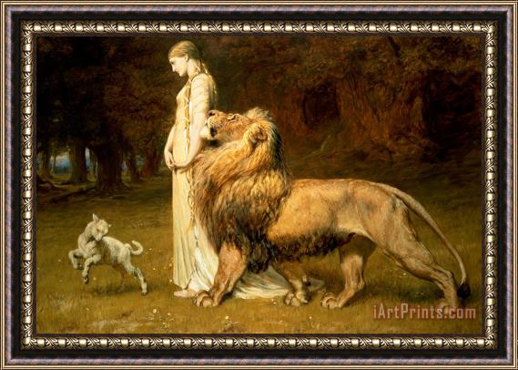 Briton Riviere Una And Lion From Spensers Faerie Queene Framed Print