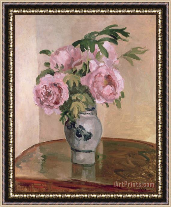 Camille Pissarro A Vase of Peonies Framed Print