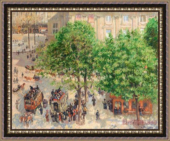 Camille Pissarro Place Du Theatre Francais, Spring Framed Painting
