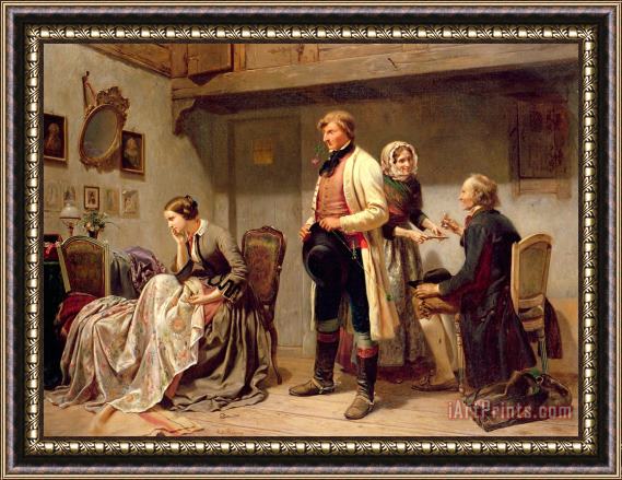 Carl Wilhelm Huebner A toast to the engaged couple Framed Painting
