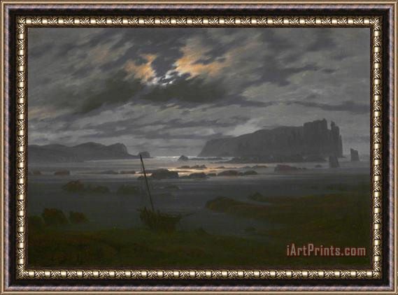Caspar David Friedrich Northern Sea in The Moonlight Framed Print