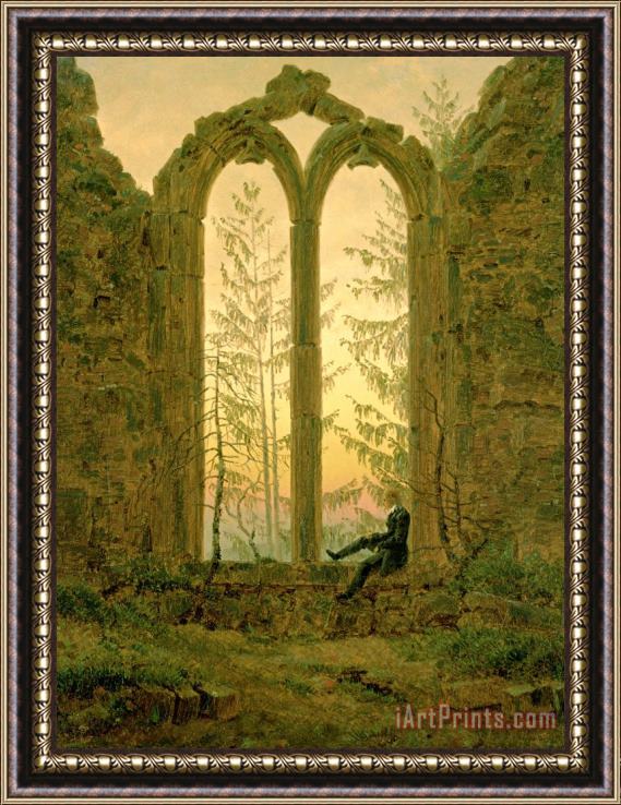 Caspar David Friedrich Ruins of The Oybin Monastery (the Dreamer) Framed Print