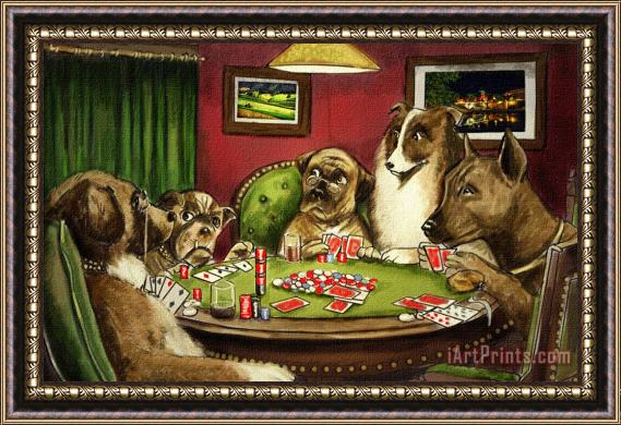 cassius marcellus coolidge Dogs Playing Poker I Framed Print