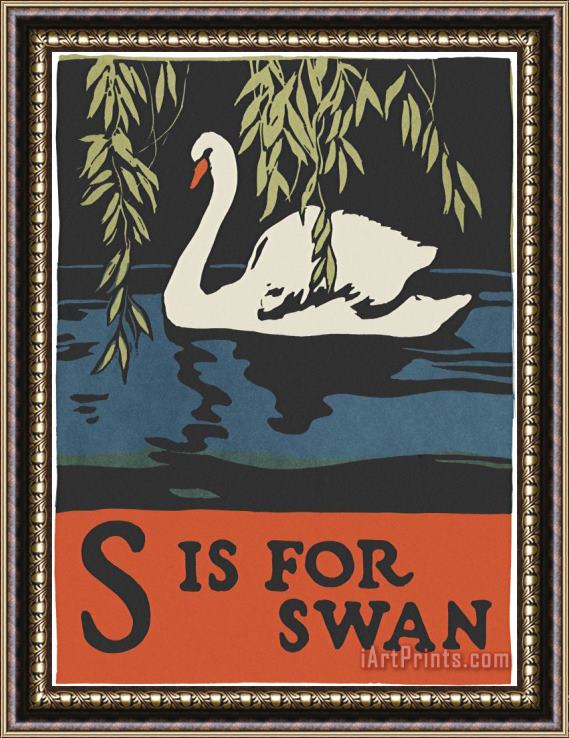 C.B. Falls Alphabet:'s Is for Swan Framed Painting
