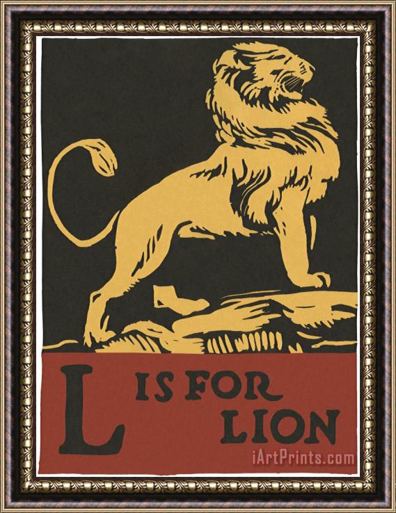 C.B. Falls Alphabet: L Is for Lion Framed Painting
