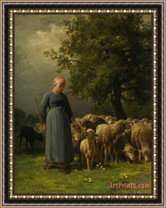 Charles Emile Jacque The Missing Flock Framed Painting