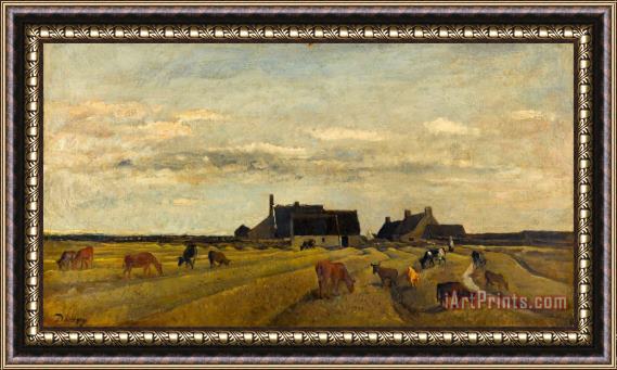 Charles Francois Daubigny Farm at Kerity, Brittany Framed Painting