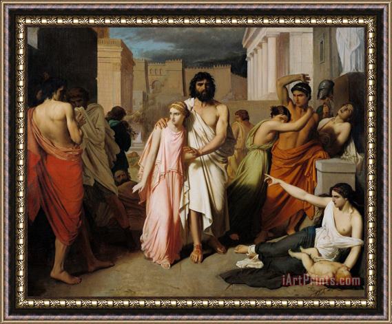 Charles Francois Jalabert Oedipus And Antigone Or The Plague Of Thebes Framed Print
