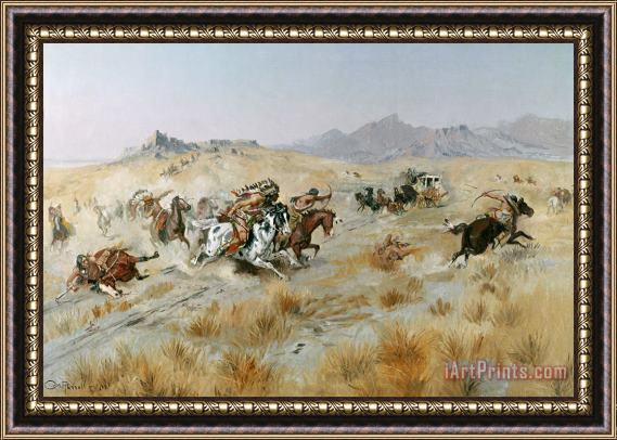 Charles Marion Russell The Attack Framed Painting