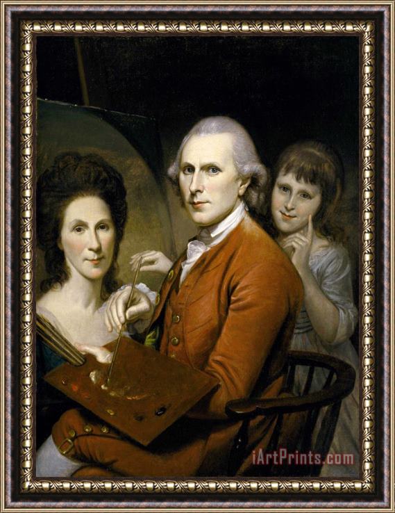 Charles Willson Peale Self Portrait with Angelica And Portrait of Rachel Framed Painting