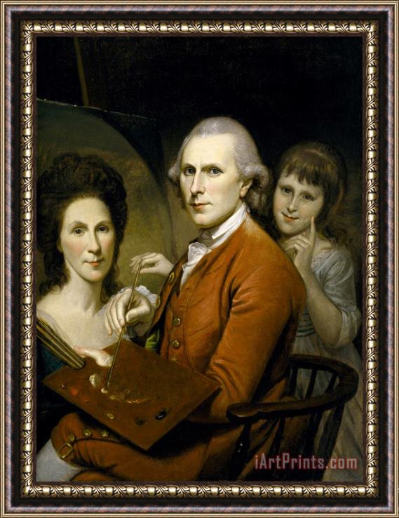 Charles Willson Peale Self Portrait with Rachel And Angelica Peale Framed Painting
