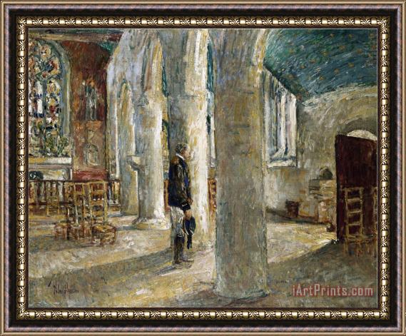 Childe Hassam Church Interior Brittany 1897 Framed Print