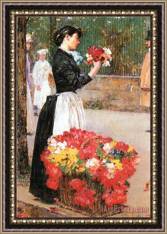 Childe Hassam Flower Girl Framed Painting