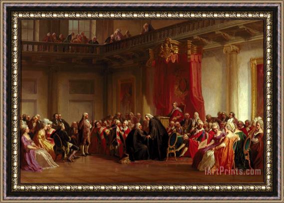 Christian Schussele Benjamin Franklin Appearing before the Privy Council Framed Print