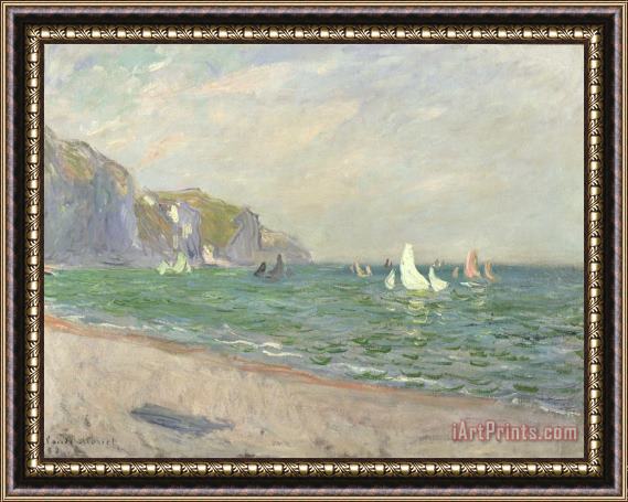 Claude Monet Boats below the Cliffs at Pourville Framed Painting