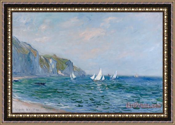 Claude Monet Cliffs and Sailboats at Pourville Framed Print