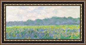 Yellow Framed Paintings - Field of Yellow Irises at Giverny by Claude Monet