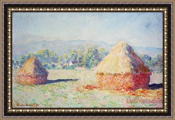 Claude Monet Haystacks in the Sun Framed Painting