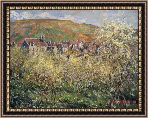 Claude Monet Plum Trees In Blossom At Vetheuil Framed Painting