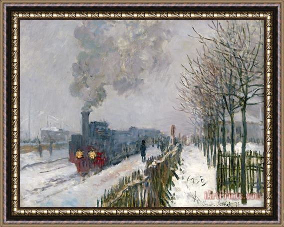 Claude Monet Train in the Snow or The Locomotive Framed Painting