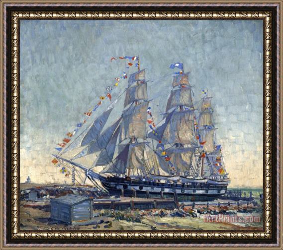 Clifford Warren Ashley Ship Charles W. Morgan at Round Hill Framed Painting
