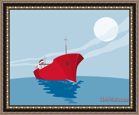 Collection 10 Container Ship Cargo Boat Retro Framed Painting