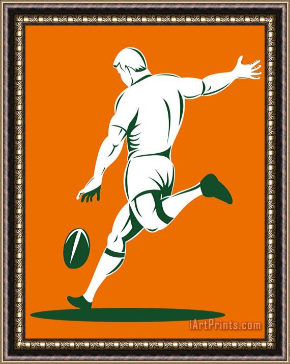 Collection 10 Rugby Player Kicking Framed Painting