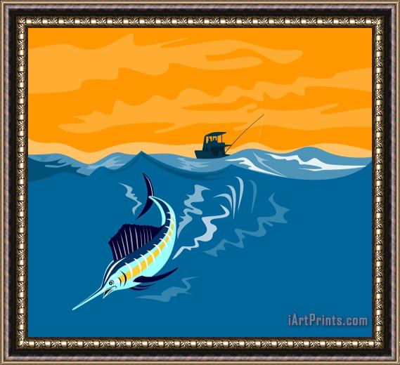 Collection 10 Sailfish fishing boat Framed Painting