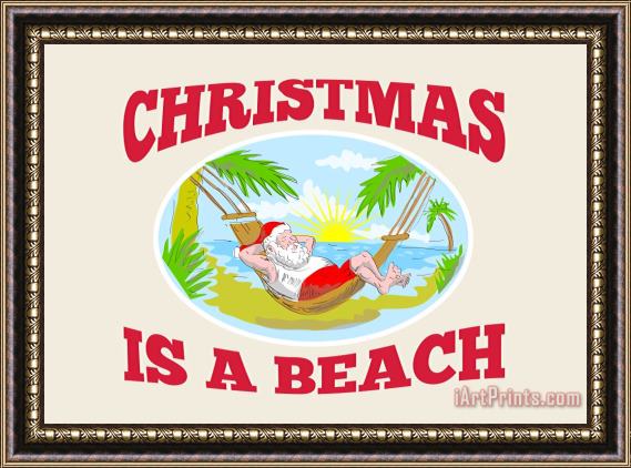Collection 10 Santa Claus Father Christmas Beach Relaxing Framed Print