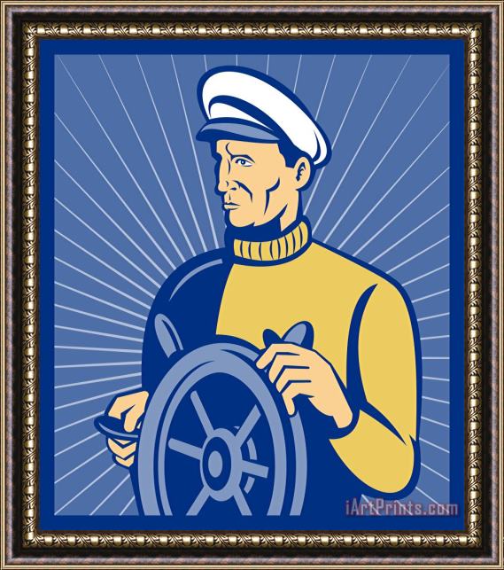 Collection 10 Ship Captain At The Helm Framed Print