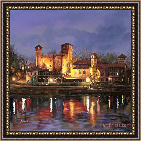 Collection 7 Torino-il borgo medioevale di notte Framed Painting