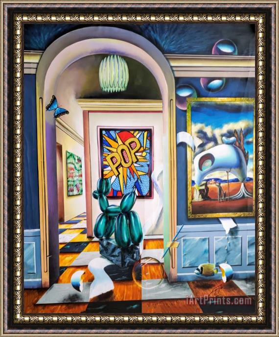 Collection Green Dog by Ferjo Framed Painting