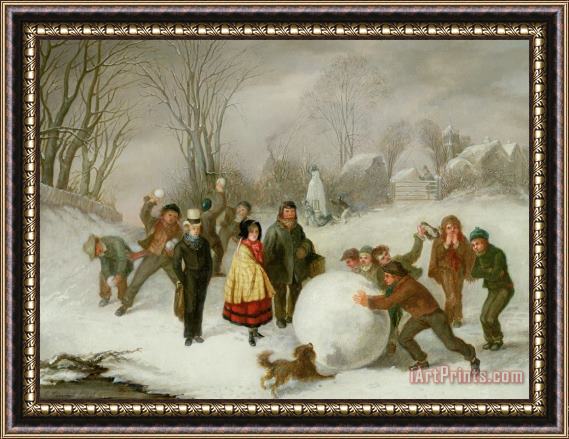 Cornelis Kimmel Snowballing Framed Painting