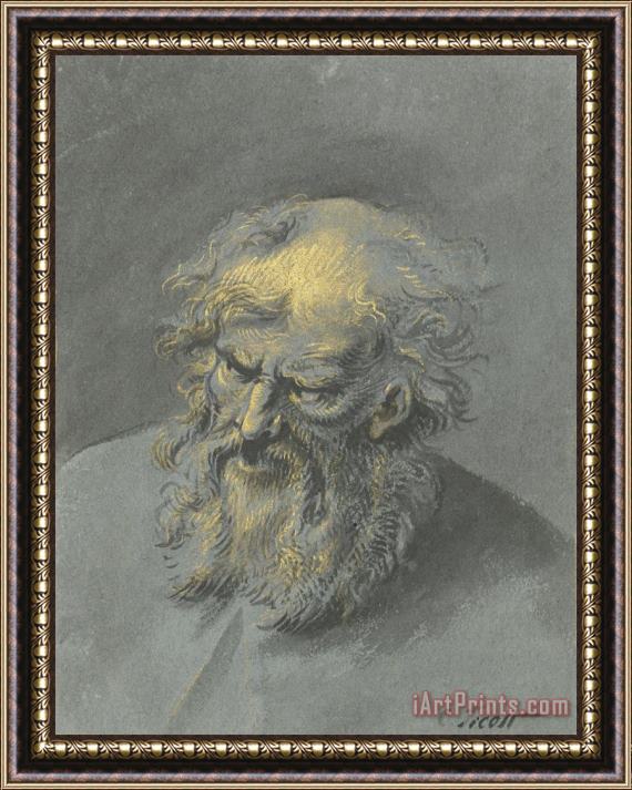 Cornelis Troost Kop Van Een Oude Man Met Baard (een Apostel of Filosoof) Framed Painting