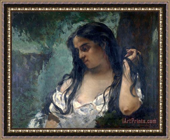 Courbet, Gustave Gypsy in Reflection Framed Painting