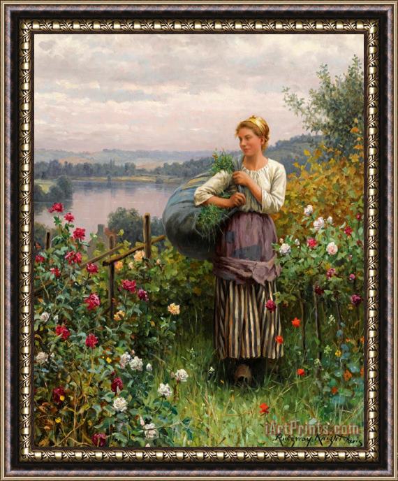 Daniel Ridgway Knight The Rose Garden Framed Painting