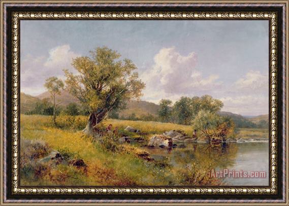 David Bates A River Landscape Framed Painting