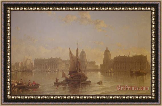 David Roberts Shipping on the Thames at Greenwich Framed Print